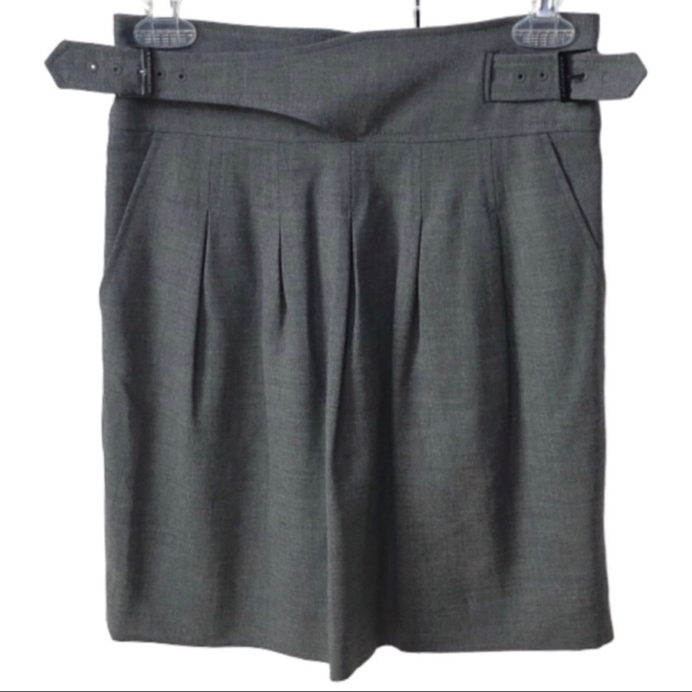 BCBGMAXAZRIA Gray The High Waist Pleated Skirt 0